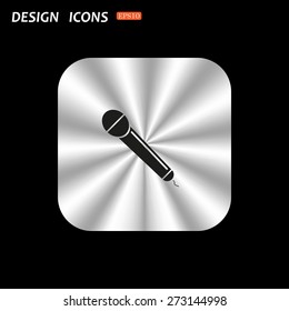 metal square with rounded corners button on a black background. live music. icon. vector design