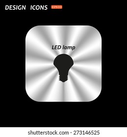 metal square with rounded corners button on a black background. LED lamp . icon. vector design
