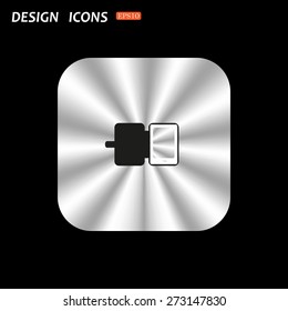 metal square with rounded corners button on a black background. Case for phone. icon. vector design