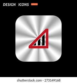 metal square with rounded corners button on a black background. no signal, poor signal strength, signal strength indicator. icon. vector design