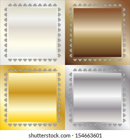 metal squares with ornament platinum gold silver bronze