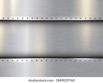 Metal stainless steel background texture. Shiny brushed metal plate. Metal texture background. Steel background with scratches. Abstract shiny metal texture. Silver titanium plate. Vector illustration