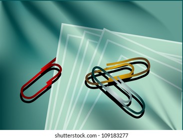 Metal staples are on the blue paper
