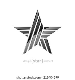 The Metal star with arrows vector design element on white background. Corporate logotype template