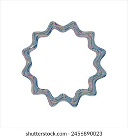 Metal star element with rainbow refraction on transparent background. Y2K style element