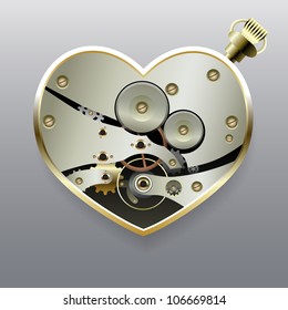Metal steampunk heart with gears, eps10