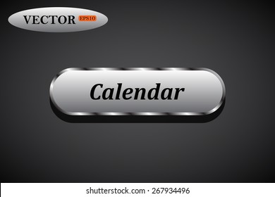 Metal, steel button. button for a site. Calendar. Vector illustration, EPS 10