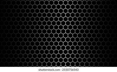 Metal steel grid with polygon holes reflection on black background. abstract polygonal background with pattern. aluminum wire mesh material texture