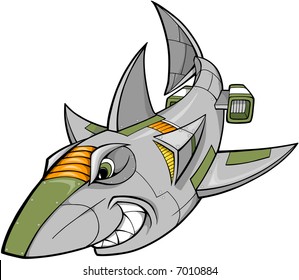 Metal Steel Robot Shark Vector Illustration