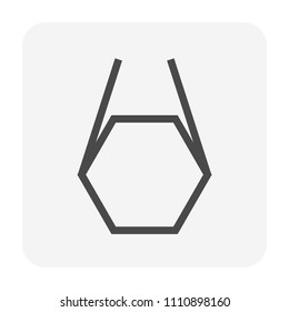 Metal or steel rod bar icon.
Hexagonal profile cross section shape.
That alloy of iron from steel production and metallurgy.
For sawing, turning, milling, drilling and grinding to product. 48x48 px.
