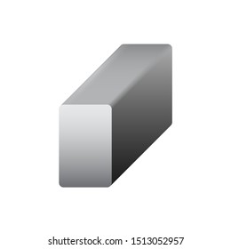 Metal or steel rod bar vector icon.
Rectangle profile cross section shape.
That alloy of iron from steel production and metallurgy.
For sawing, turning, milling, drilling and grinding to product.