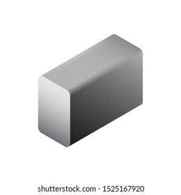 Metal or steel rod bar vector icon.
Rectangle profile cross section shape.
That alloy of iron from steel production and metallurgy.
For sawing, turning, milling, drilling and grinding to product.
