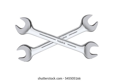 Metal Steel spanner on isolated background. Realistic vector illustration isolated on white background