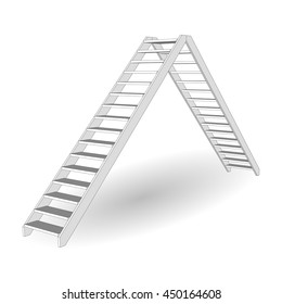 Metal step ladder 3d. Vector illustration on white background.
