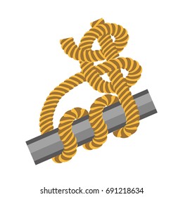 Metal stick with rope tied around in knot
