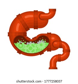 Metal stomach and intestines. Robotic internal organ. Cyborg organs. Robot gut

