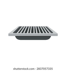 Metal storm drain grate perspective view isolated on white background