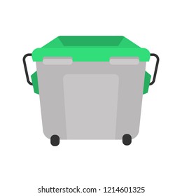 Metal street trash can color vector icon Flat design