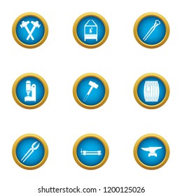 Metal structure icons set. Flat set of 9 metal structure vector icons for web isolated on white background
