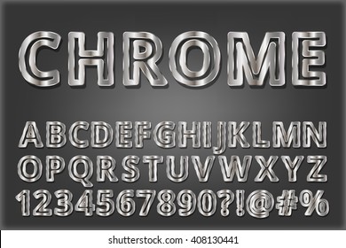 Metal Style Font With Shadow . Chrome Shiny Alphabet. Letters For Design.