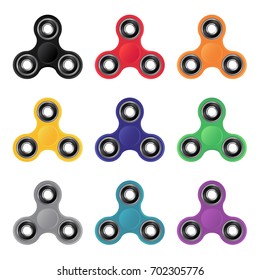 Metal Style Hand Spinners Icon. Vector Illustration. Fidget Toy, Stress relief.