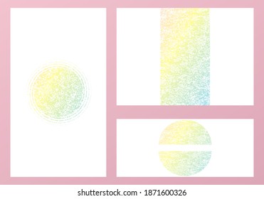 Metal Style Set Background. Iridescent Design Pattern. Hologram Texture. Foil Geometric Invitation.