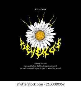 Metal sunflower vector  streetwear design