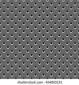 Metal surface. Hole, perforation. Seamless pattern