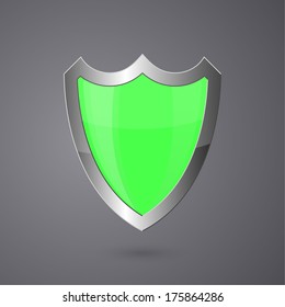 Metal surround shield on a dark background. 