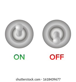 Metal switch on and off. Isolated on a white background.
