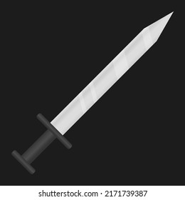 Metal sword with black handle. Vector illustration
