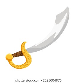 Espada de metal. Ilustración dibujada a mano de Vector de dibujos animados simple. Icono de arma vintage aislado sobre fondo blanco