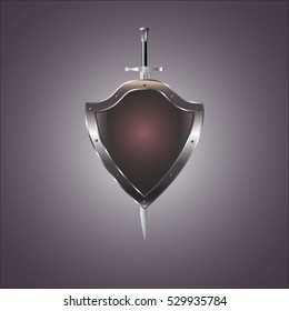 Metal swords and shield vector illustration.