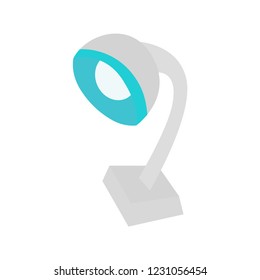 Metal table lamp. Lighting. Table lamp in gray. White background. Vector illustration. EPS 10.
