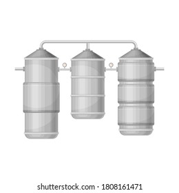 Metal Tank with Drinking Water Purification or Treatment Process Vector Illustration