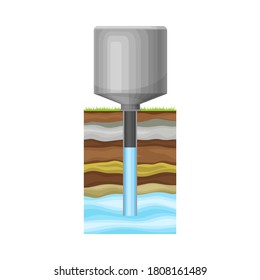 Metal Tank Extracting or Drawing Drinking Water Vector Illustration