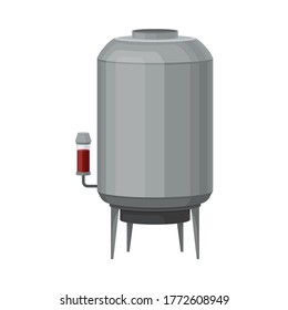 Metal Tank with Grape Juice as Alcoholic Fermentation Vector Illustration