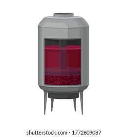 Metal Tank with Grape Juice as Alcoholic Fermentation Vector Illustration