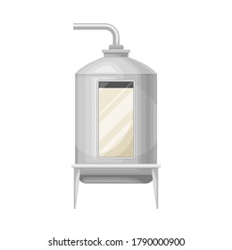 Metal Tank with Milk Souring Process in Cheese Production Vector Illustration