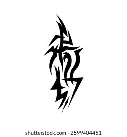 Metal tattoo gothic cyber body ornament shapes kit, Celtic vector abstract Hawaiian sign. Maori sleeve symbol y2k Polynesian metal abstract symmetry swirl wing.