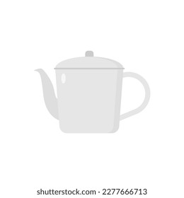 metal tea pot flat design vector illustration isolated on white background. Tea kettle vector. silver tea pot kitchen tableware