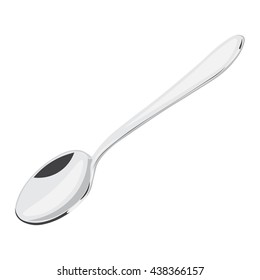 Metal tea spoon vector illustration isolated on a white background