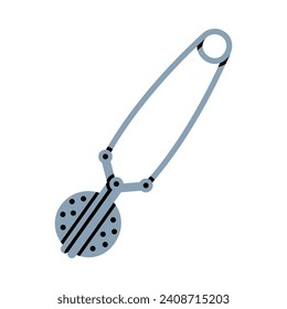 Metal Tea Strainer with Handle as Tool for Hot Aromatic Beverage Preparation Closeup Vector Illustration