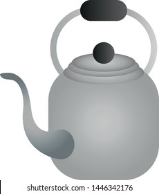 Metal teapot on white background.