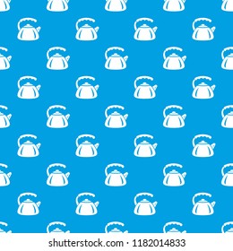 Metal teapot pattern vector seamless blue repeat for any use