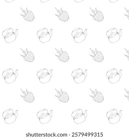 Metal teapot. Seamless pattern. Doodle style.