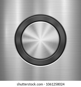 Metal technology background with abstract circle bevels and polished, brushed texture, chrome, silver, steel, aluminum for design concepts, web, prints, wallpapers, interfaces. Vector illustration.