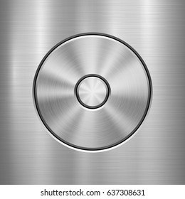 Metal technology background with abstract circle bevels and polished, brushed texture, chrome, silver, steel, aluminum for design concepts, web, prints, wallpapers, interfaces. Vector illustration.