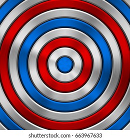 Metal technology background with circular polished, brushed texture. Vector illustration.