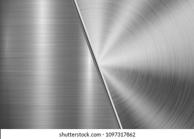 Metal technology background with circular and straight polished, brushed texture, chrome, silver, steel, aluminum for design concepts, wallpapers, web and prints . Vector illustration